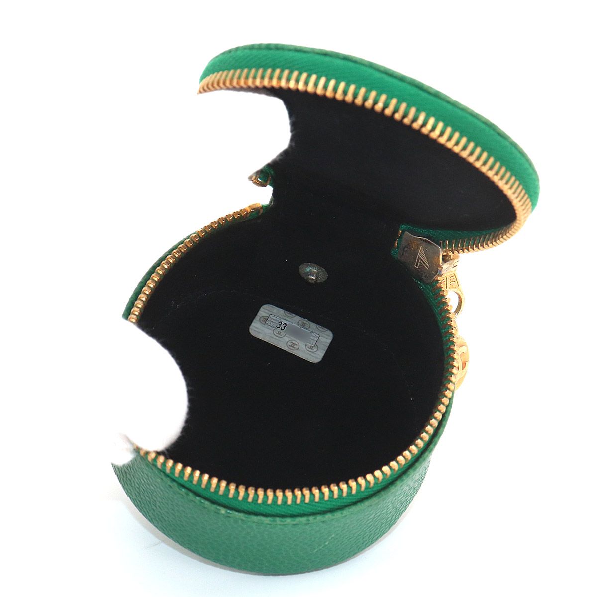 Chanel CC Logo Case Box Pouch Caviar Leather Green Vintage — view 5