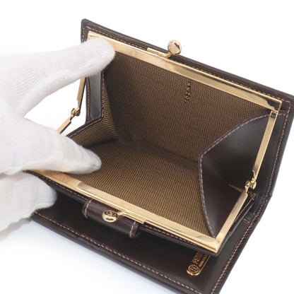 Fendi Zucca Kiss Lock Bifold Wallet Canvas Leather Brown Black 079 Gold — view 7