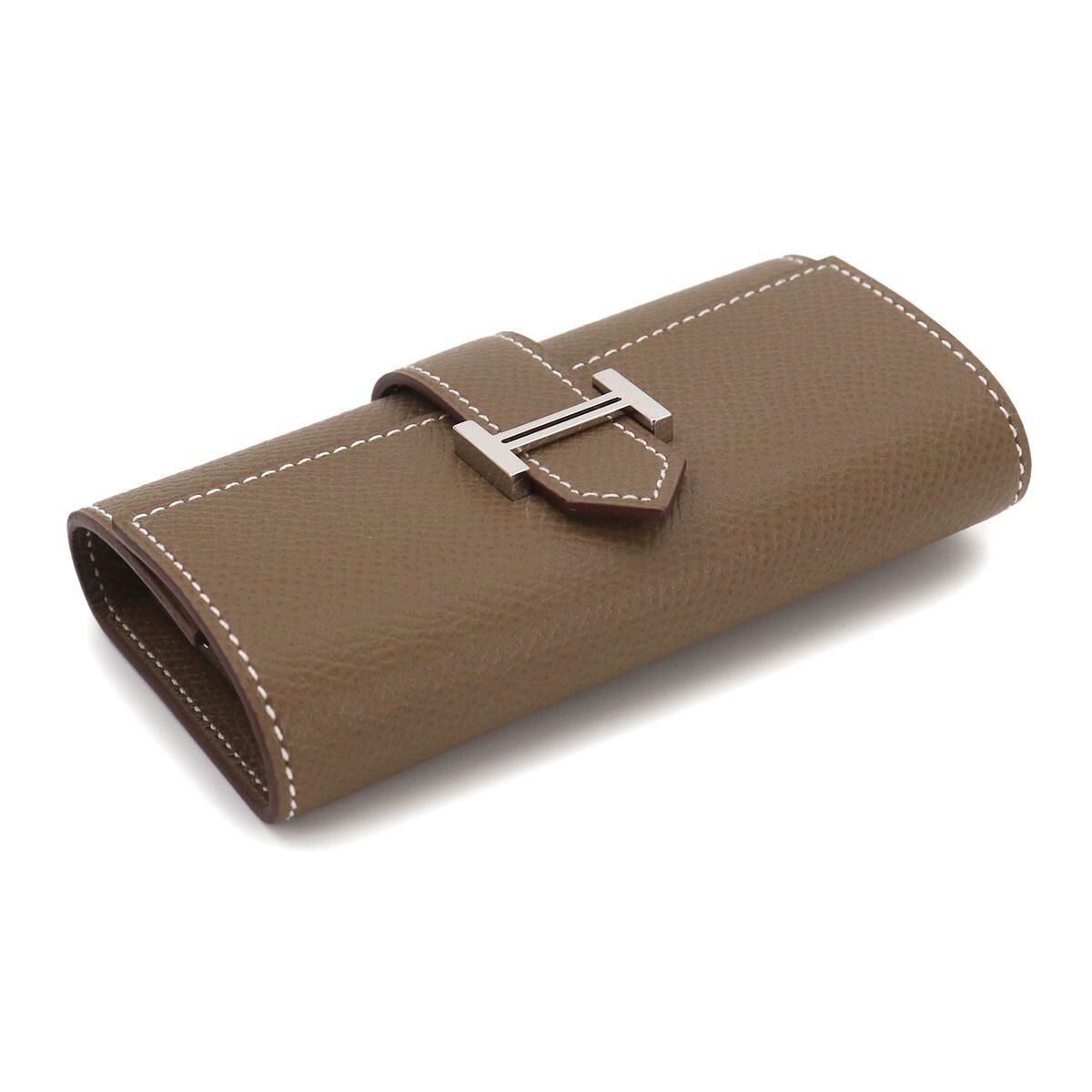 Hermes Bearn Key Case Quadruple Strand Epsom Etoupe Silver Key Holder — view 4