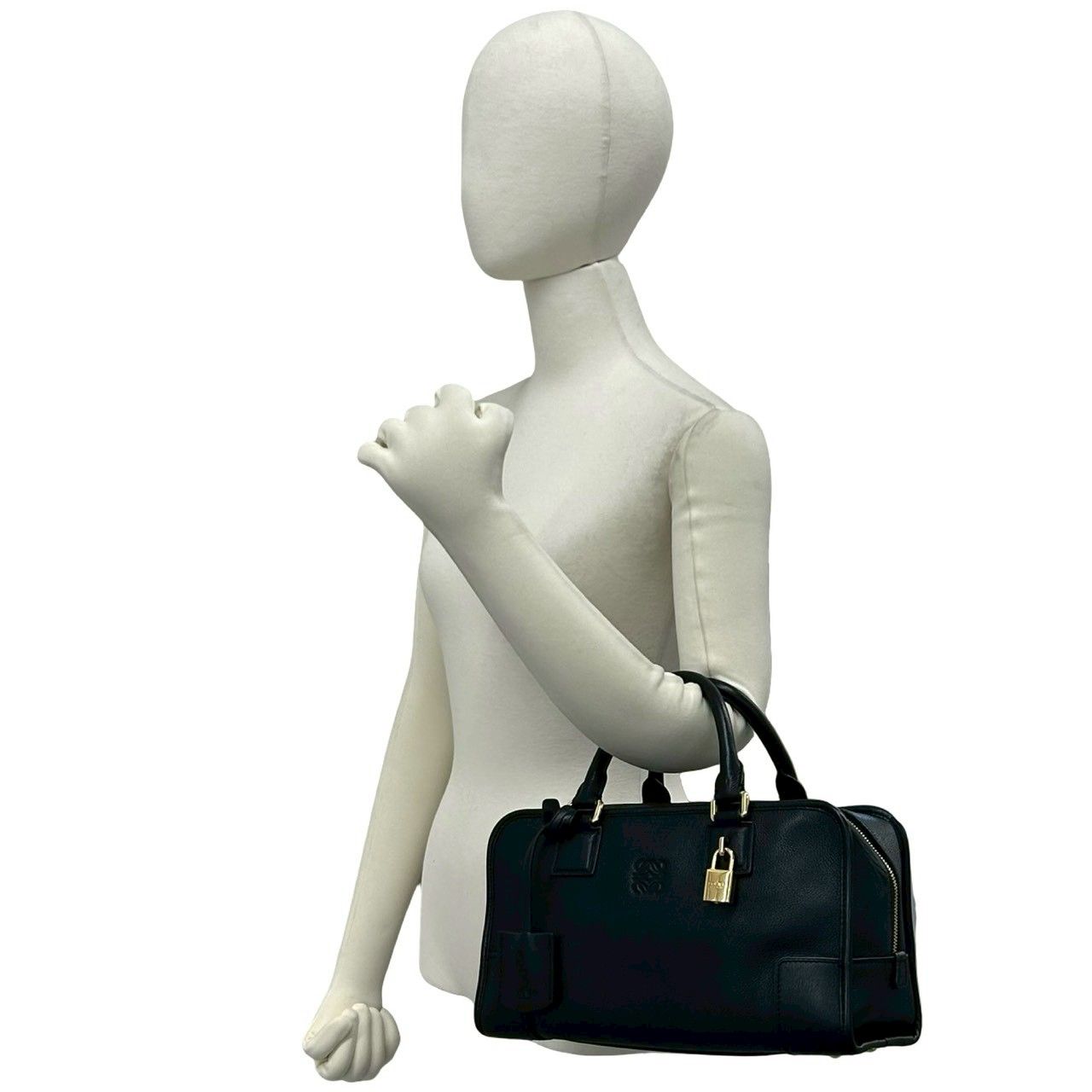 Loewe Amazona 28 Anagram Logo Leather Mini Boston Bag Black — view 2