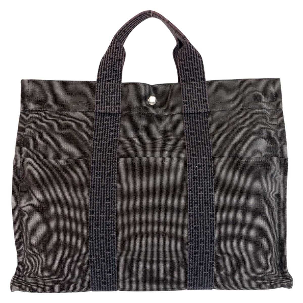 Hermes Her Line Gray Silver Polyamide Polyester Tote