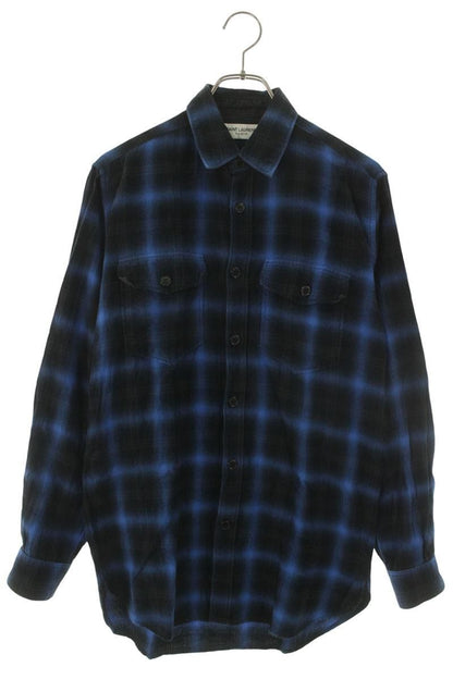 Saint Laurent Paris Ombre Check Long Sleeve Shirt