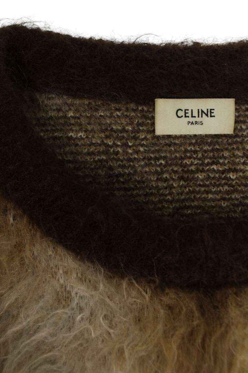 Celine Cropped Boxy Argyle Mohair Knit Sweater — view 3