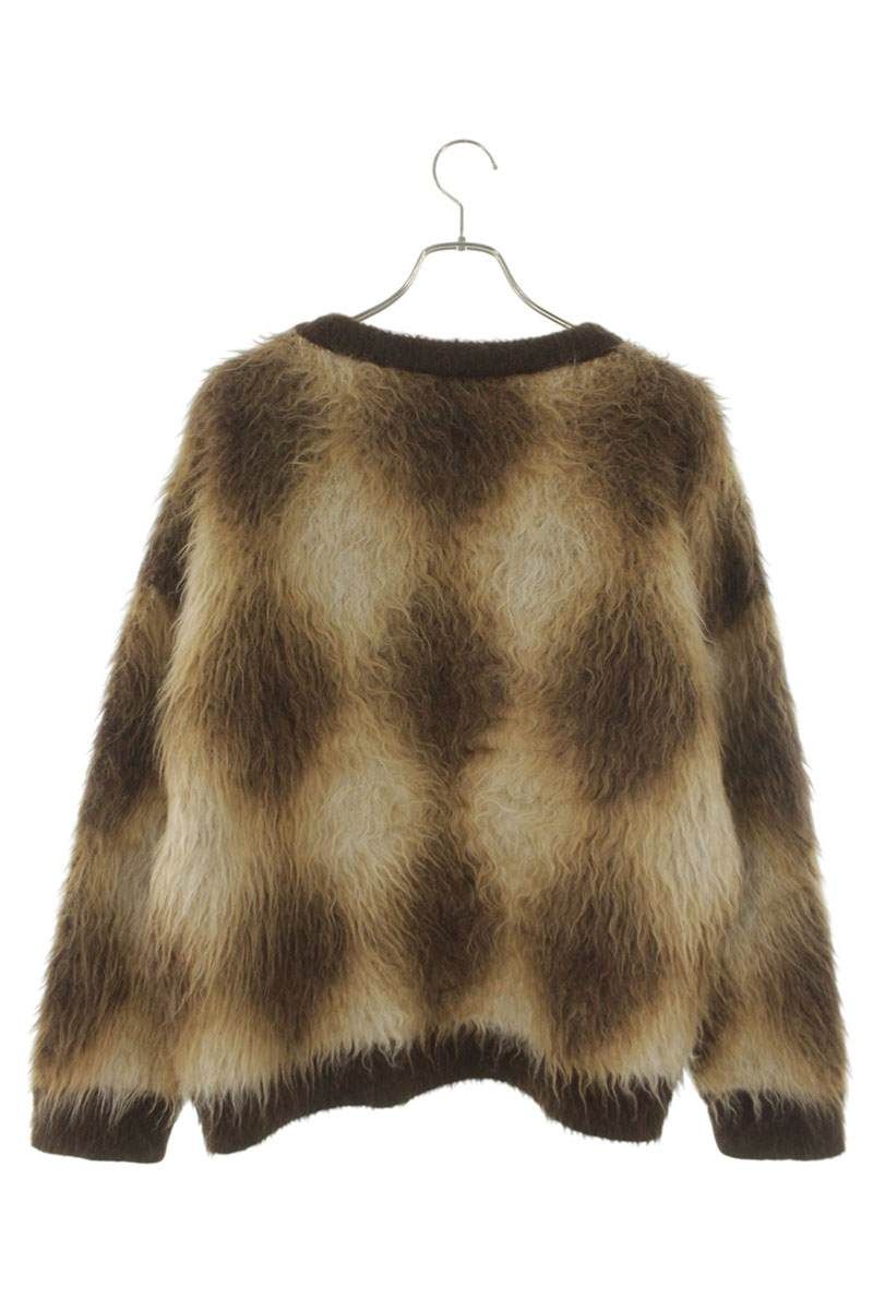 Celine Cropped Boxy Argyle Mohair Knit Sweater — view 2