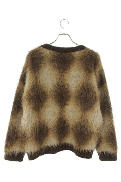 Celine Cropped Boxy Argyle Mohair Knit Sweater — view 2