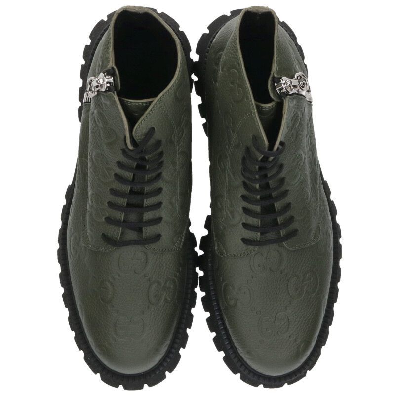 Gucci GG Embossed Side Zip Leather Boots 11.5 — view 4
