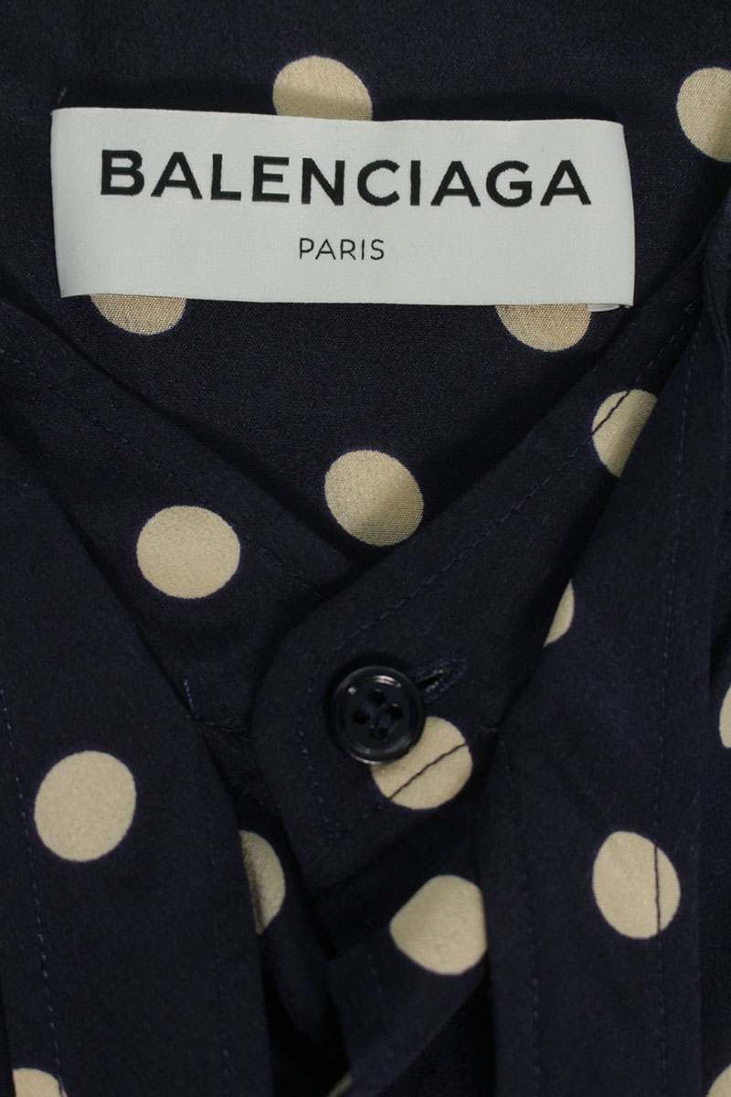 Balenciaga Silk Dot Bow Color Long Sleeve Shirt 34 — view 3
