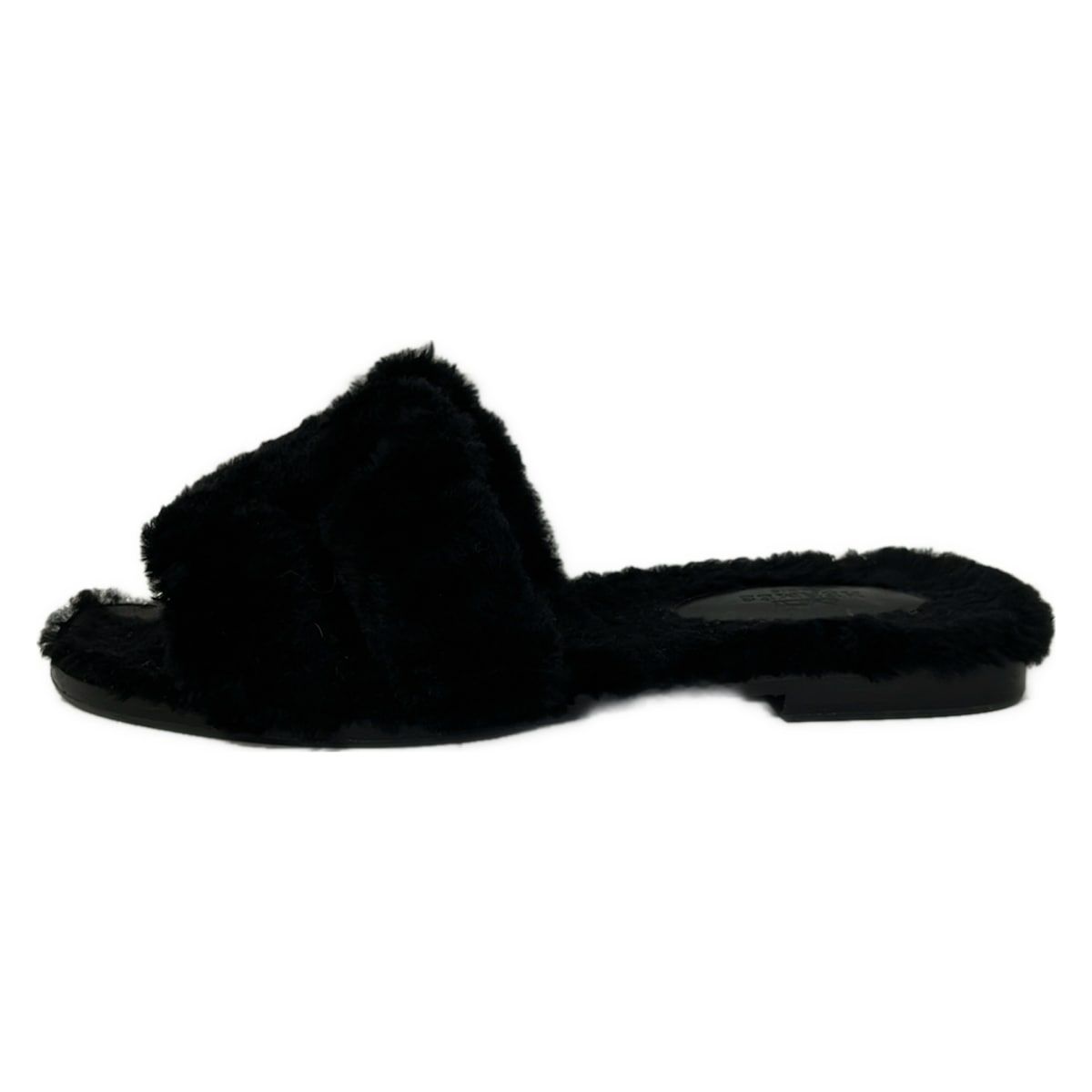Hermes Sandals 36 Oran Black Shearling