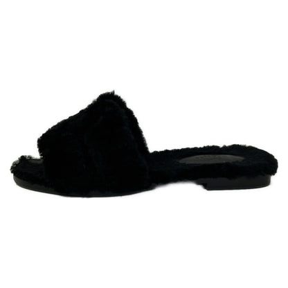 Hermes Sandals 36 Oran Black Shearling