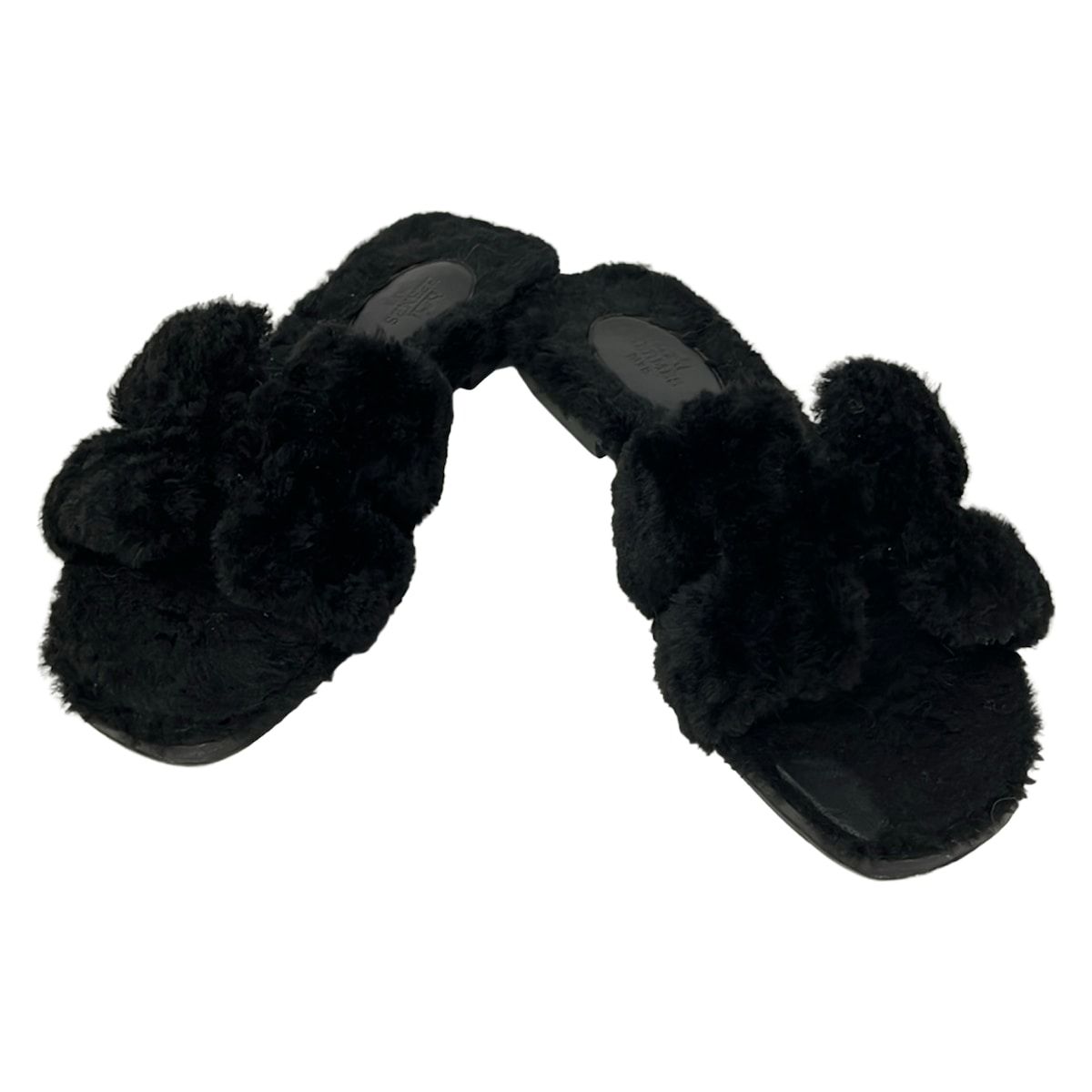Hermes Sandals 36 Oran Black Shearling — view 2