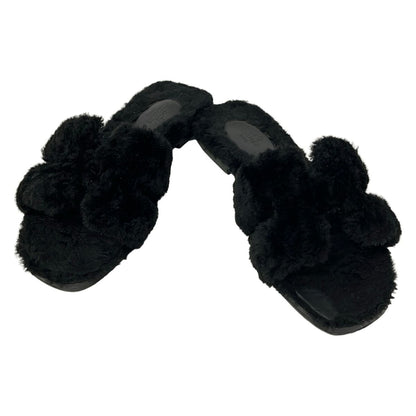 Hermes Sandals 36 Oran Black Shearling — view 2