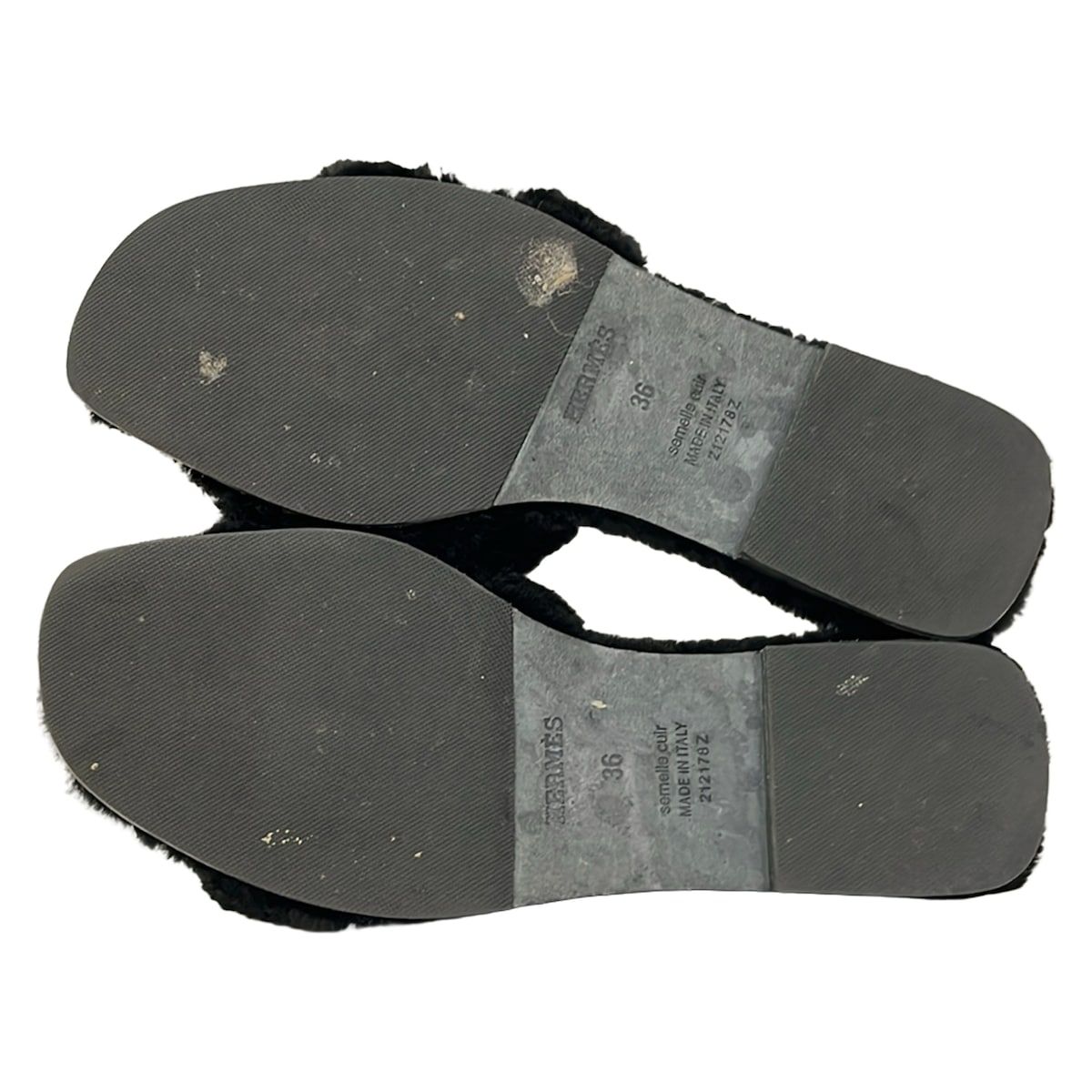 Hermes Sandals 36 Oran Black Shearling — view 4