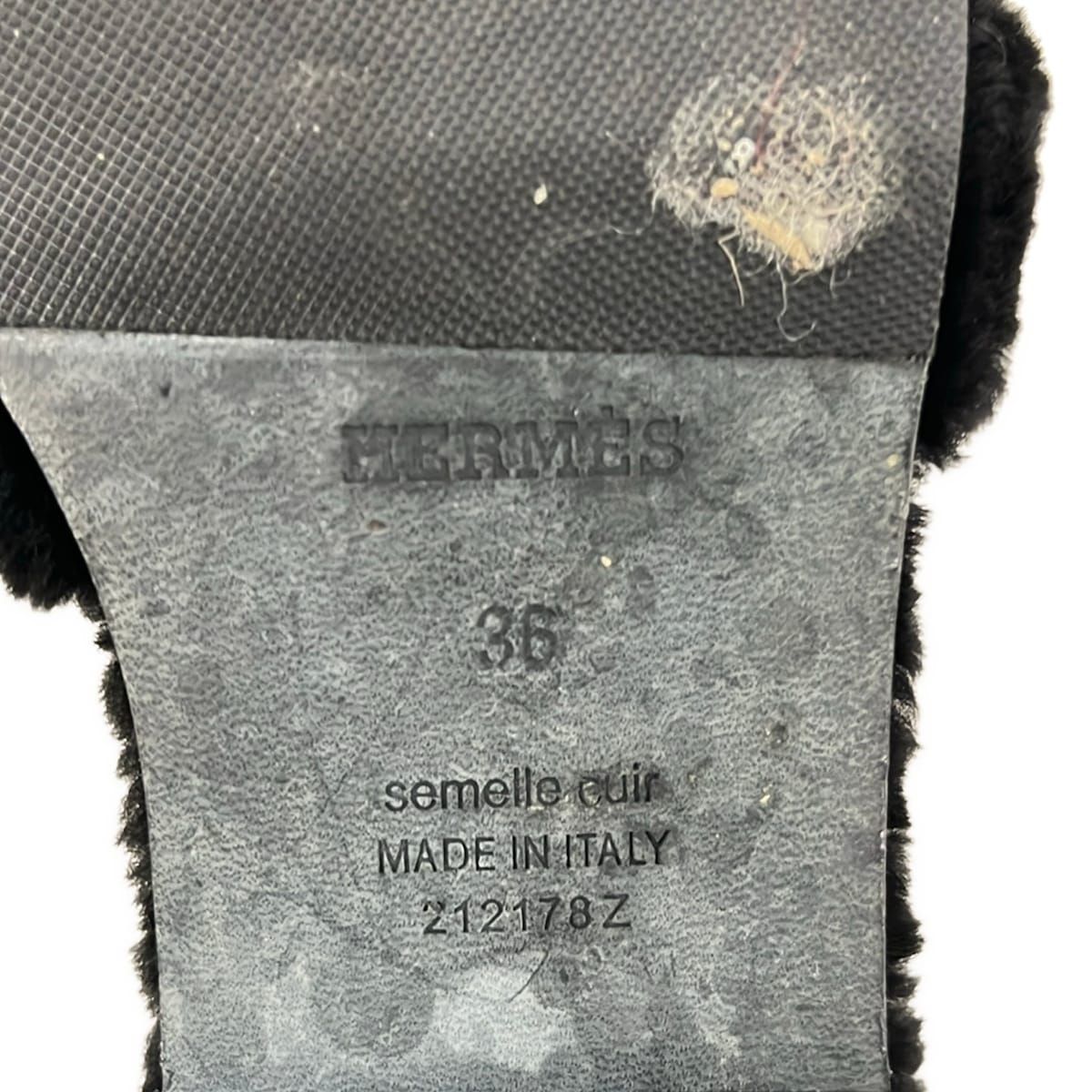 Hermes Sandals 36 Oran Black Shearling — view 6