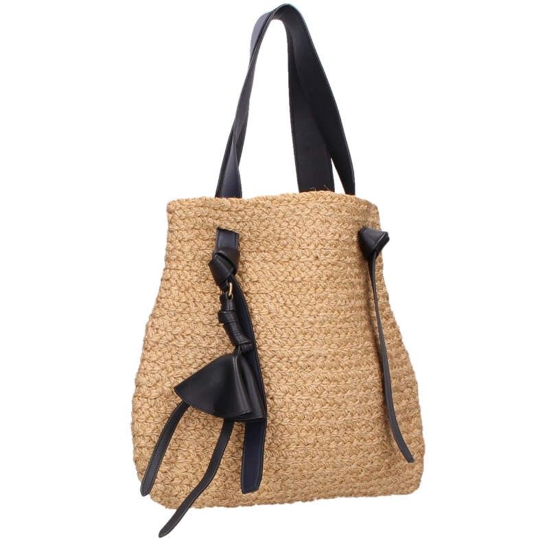 Celine Leather Strap Raffia Tote