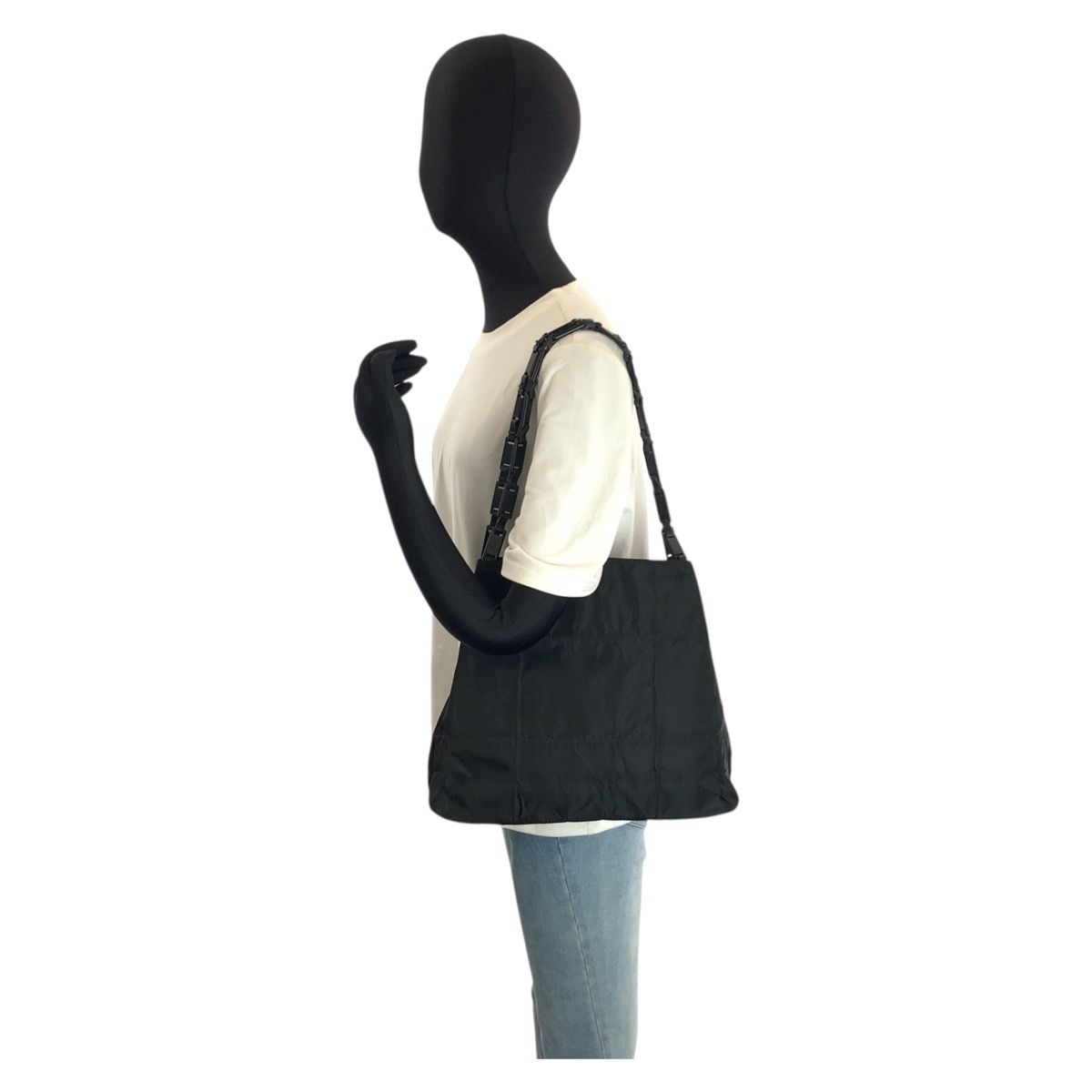 Prada Tessuto Black Nylon Plastic Shoulder Bag — view 6
