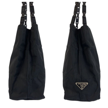 Prada Tessuto Black Nylon Plastic Shoulder Bag — view 7