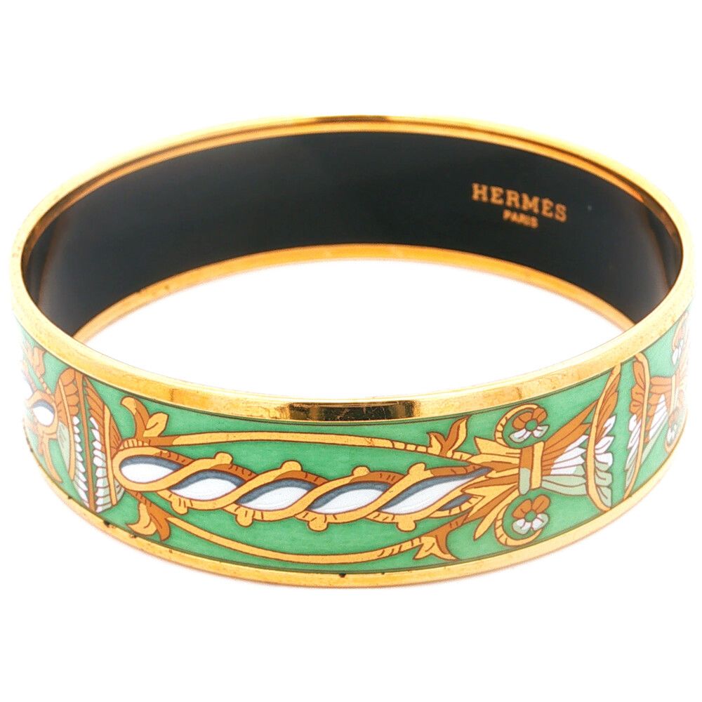 Hermes Cloisonne Emmayu Costume Bangle Alloy Gold Bracelet — view 3