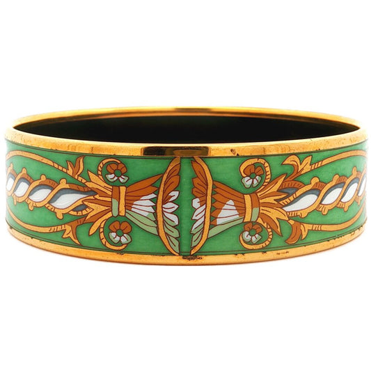 Hermes Cloisonne Emmayu Costume Bangle Alloy Gold Bracelet