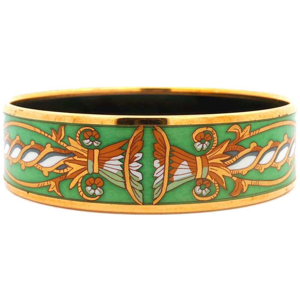 Hermes Cloisonne Emmayu Costume Bangle Alloy Gold Bracelet — view 2