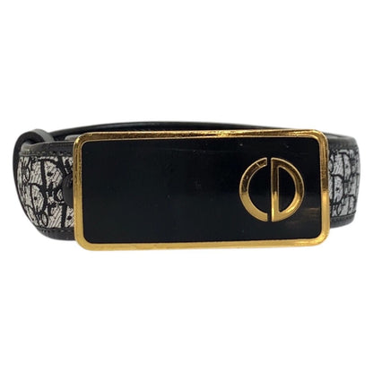 Dior Vintage Oblique 70 cm Black Gold Canvas Belt