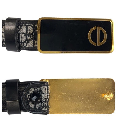 Dior Vintage Oblique 70 cm Black Gold Canvas Belt — view 4