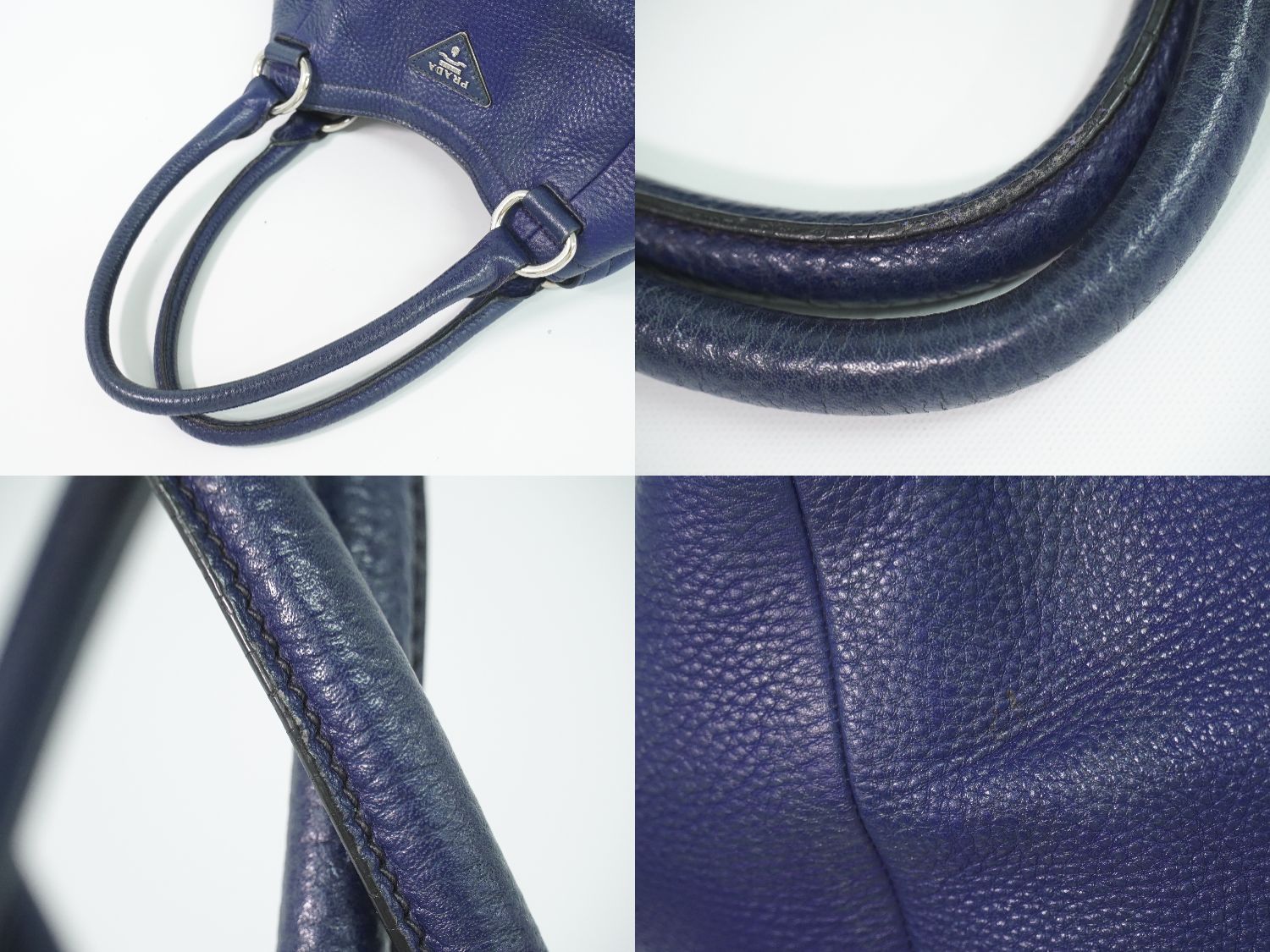 Prada Leather Tote Navy — view 6