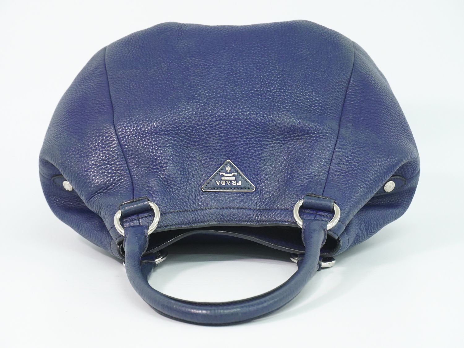 Prada Leather Tote Navy — view 5