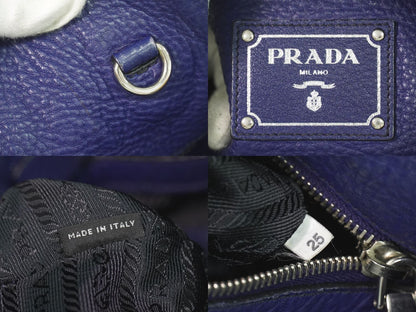 Prada Leather Tote Navy — view 9