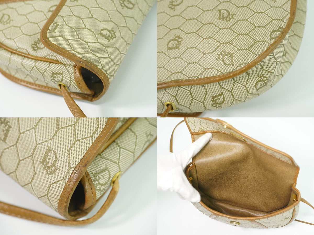 Dior Honeycomb Pattern Shoulder Bag Pochette Beige — view 8