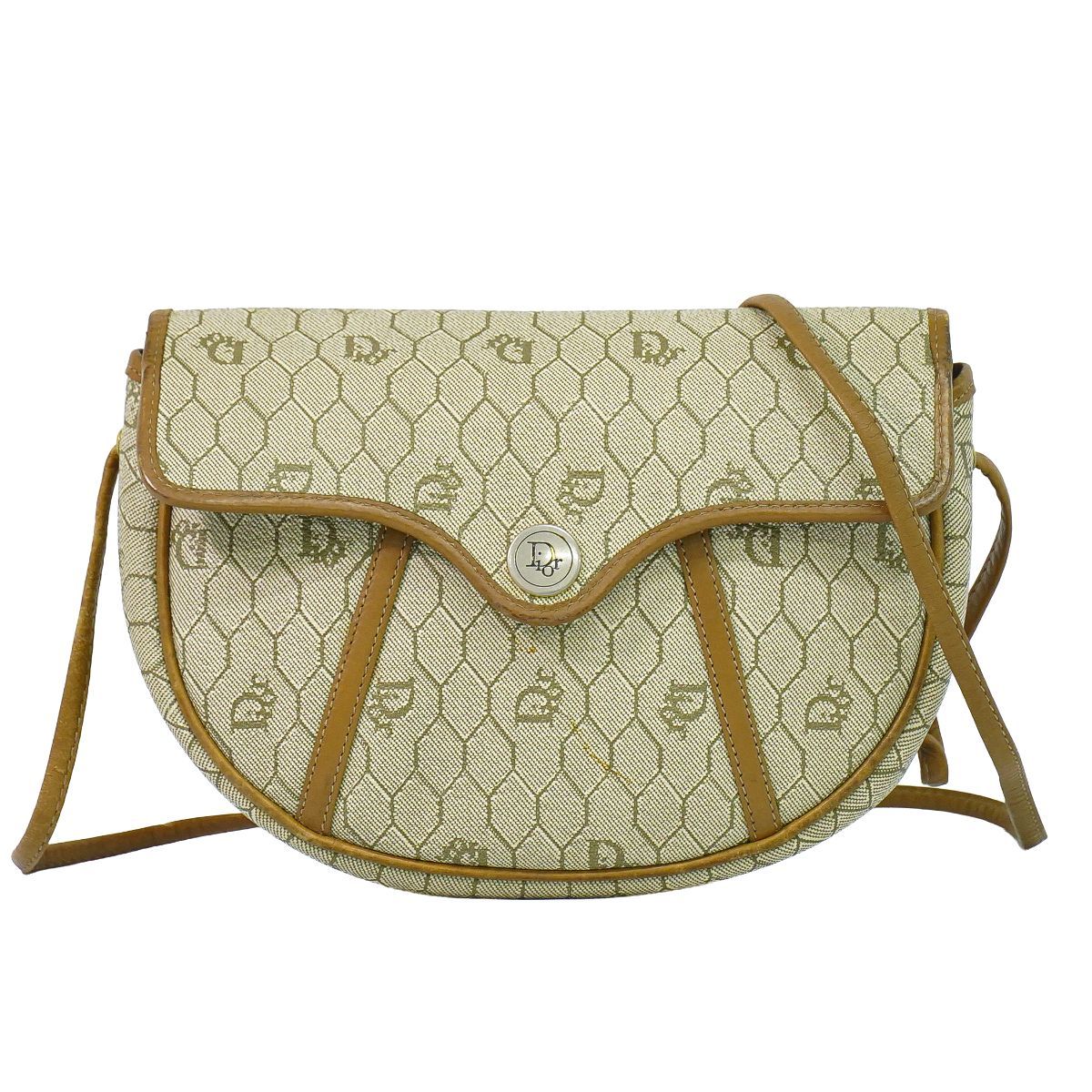 Dior Honeycomb Pattern Shoulder Bag Pochette Beige