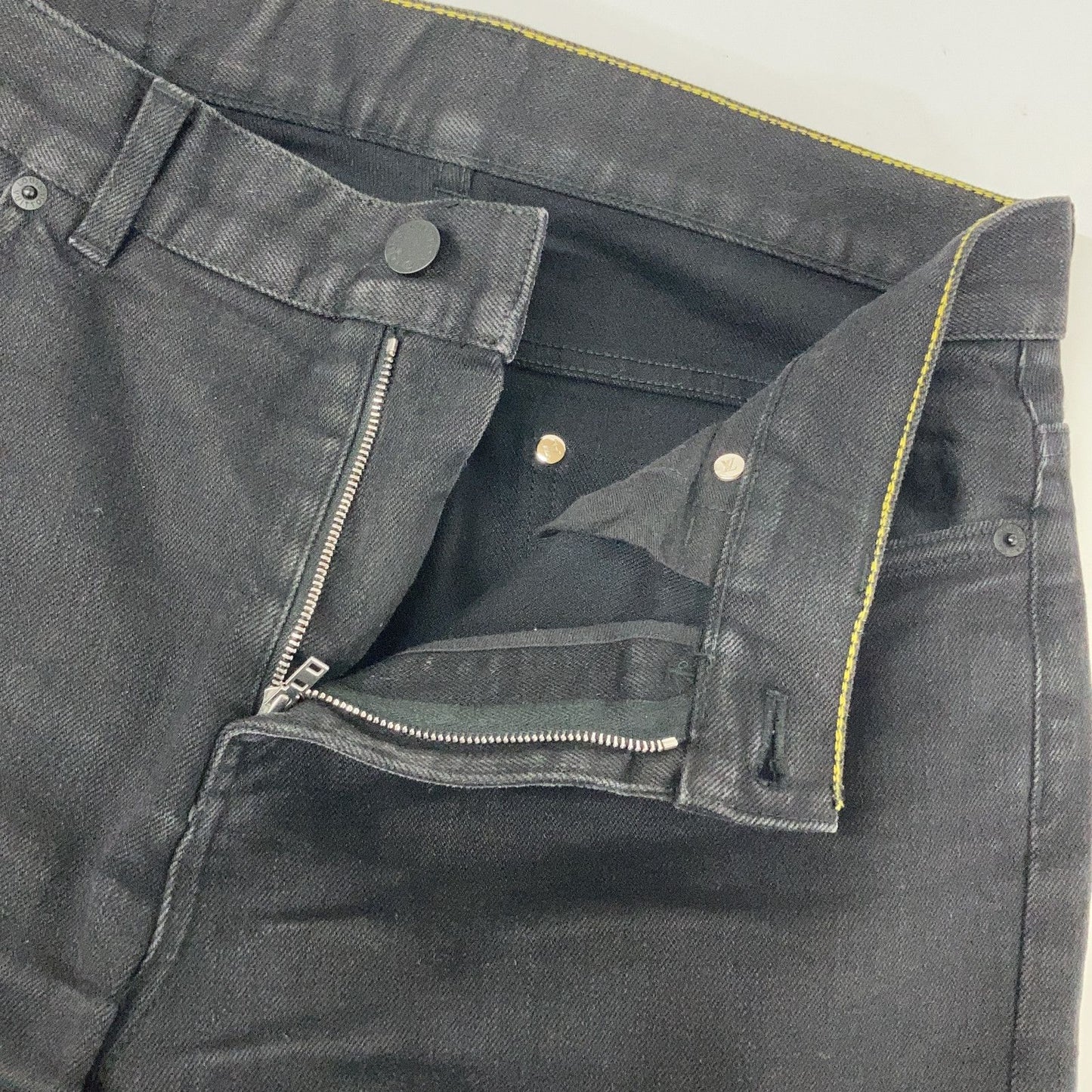 Louis Vuitton Black Monogram Patch Denim Pants 30 — view 5
