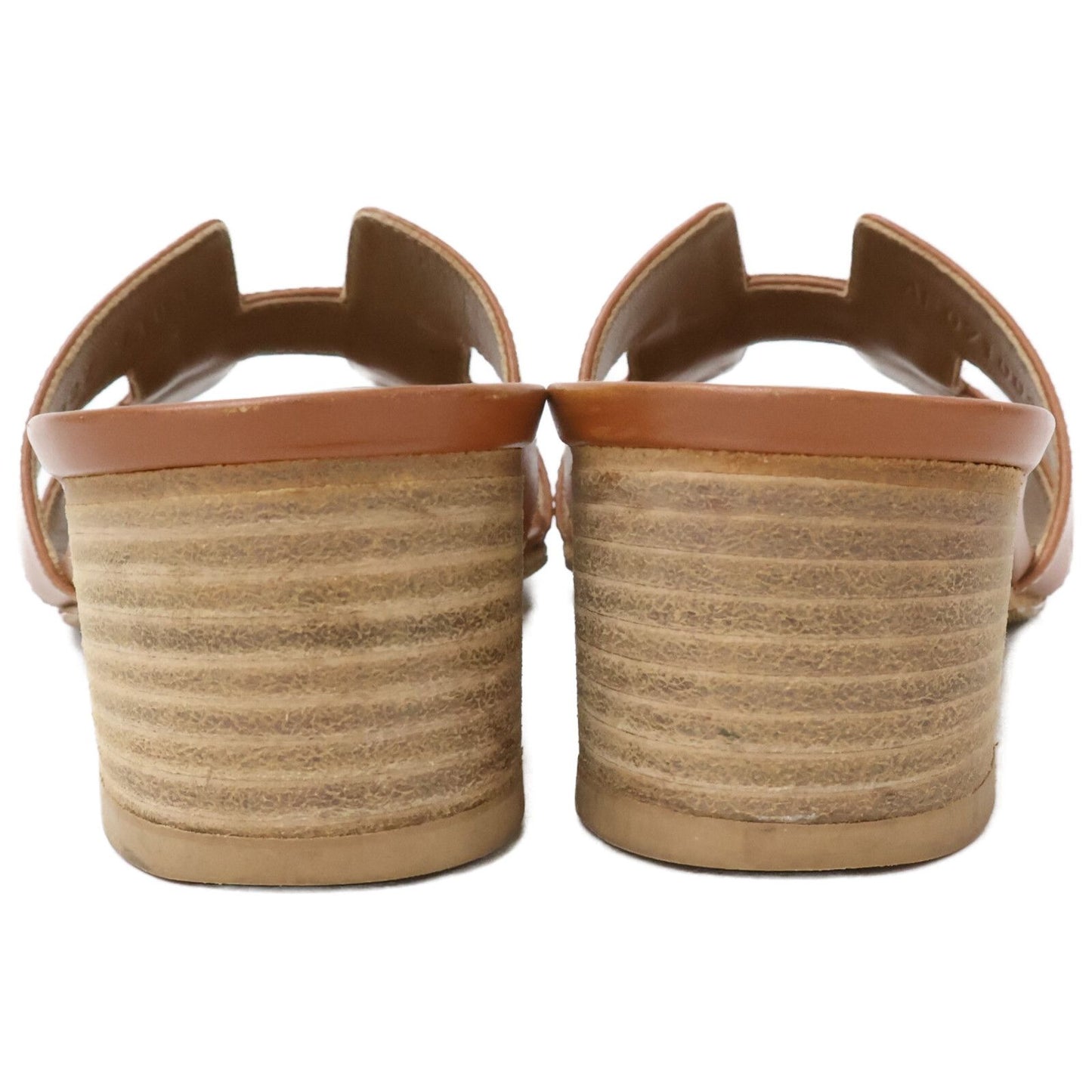 Hermes Brown Gold Leather Oasis Sandals — view 3