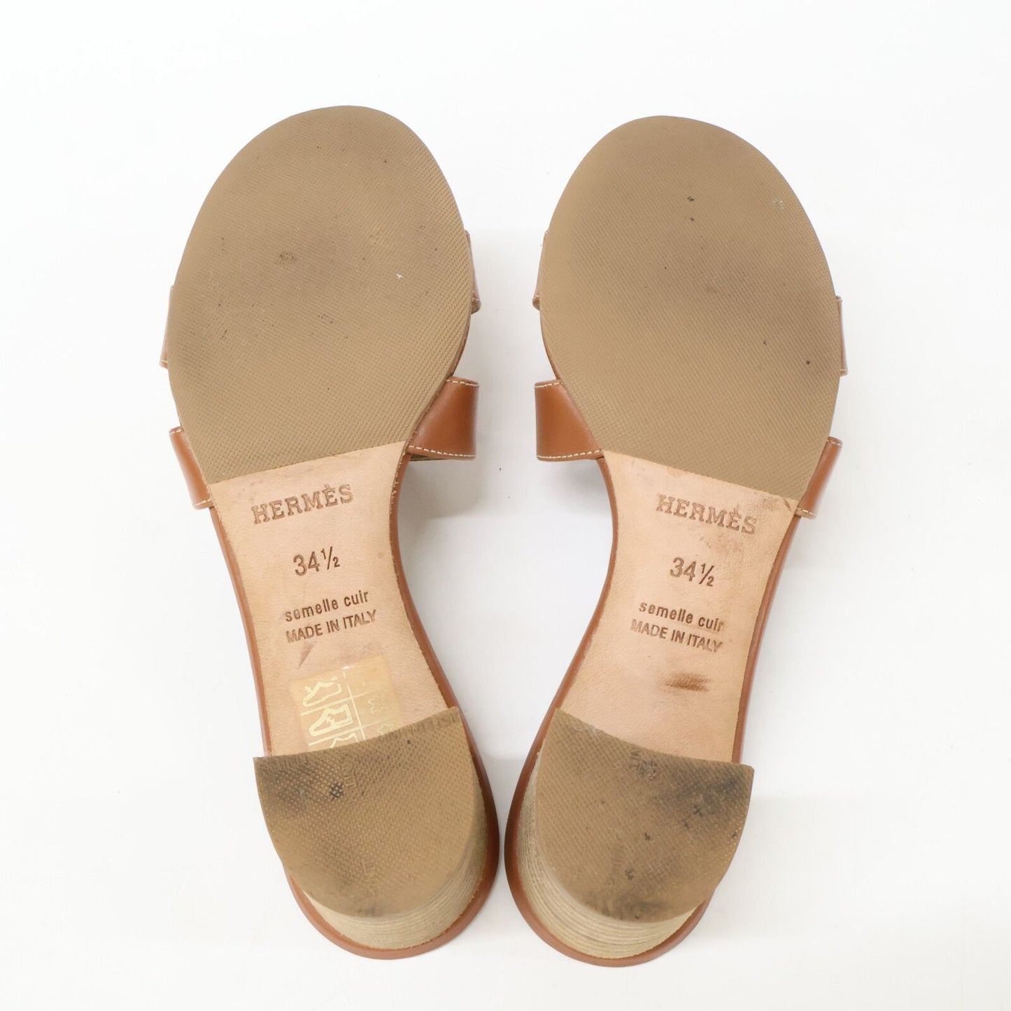 Hermes Brown Gold Leather Oasis Sandals — view 6