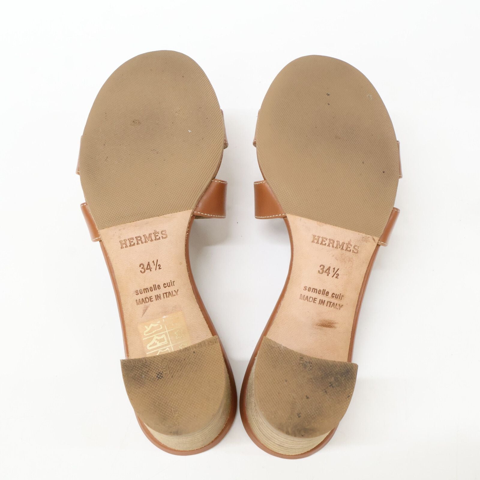 Hermes Brown Gold Leather Oasis Sandals — view 6