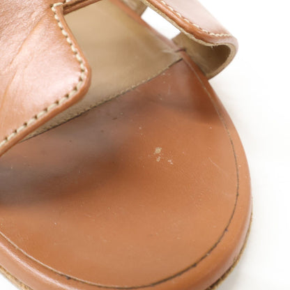 Hermes Brown Gold Leather Oasis Sandals — view 8