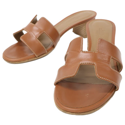 Hermes Brown Gold Leather Oasis Sandals