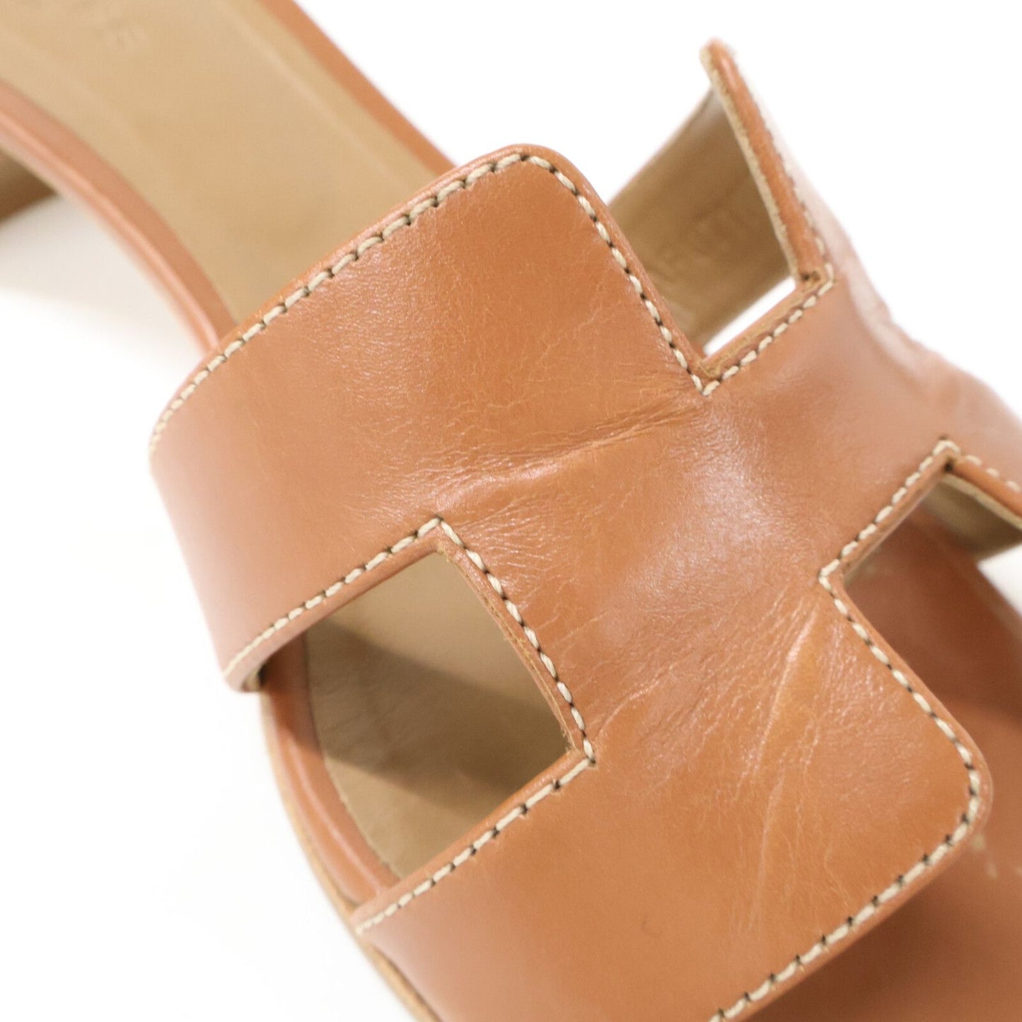 Hermes Brown Gold Leather Oasis Sandals — view 9