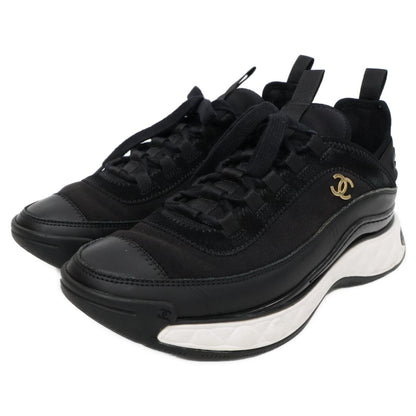 Chanel Velvet Calfskin & Mixed Fiber CC Logo Quilted Embossed Sole Low