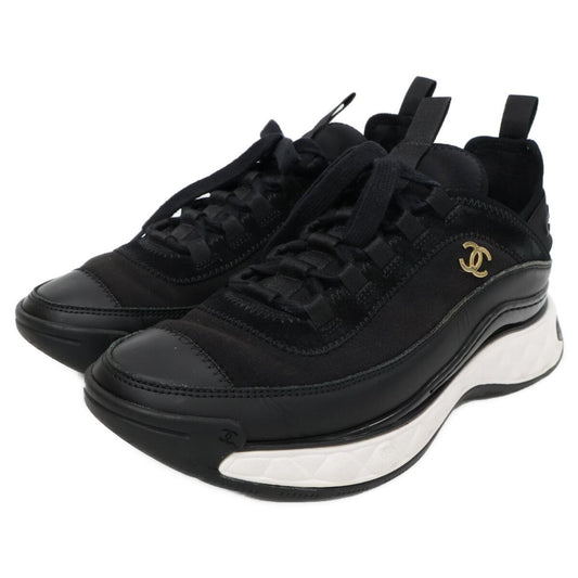 Chanel Velvet Calfskin & Mixed Fiber CC Logo Quilted Embossed Sole Low