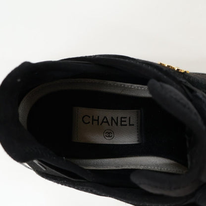 Chanel Velvet Calfskin & Mixed Fiber CC Logo Quilted Embossed Sole Low — view 8