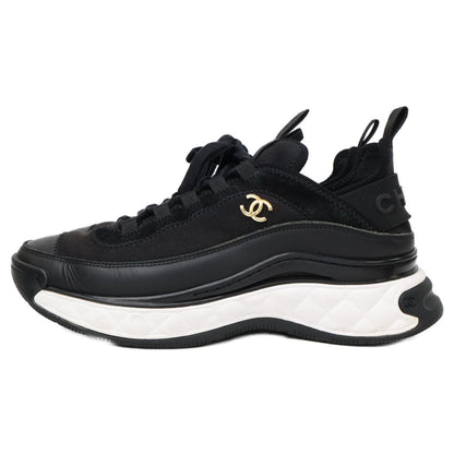 Chanel Velvet Calfskin & Mixed Fiber CC Logo Quilted Embossed Sole Low — view 3
