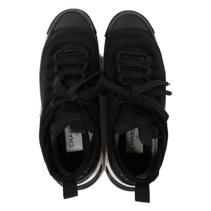 Chanel Velvet Calfskin & Mixed Fiber CC Logo Quilted Embossed Sole Low — view 6