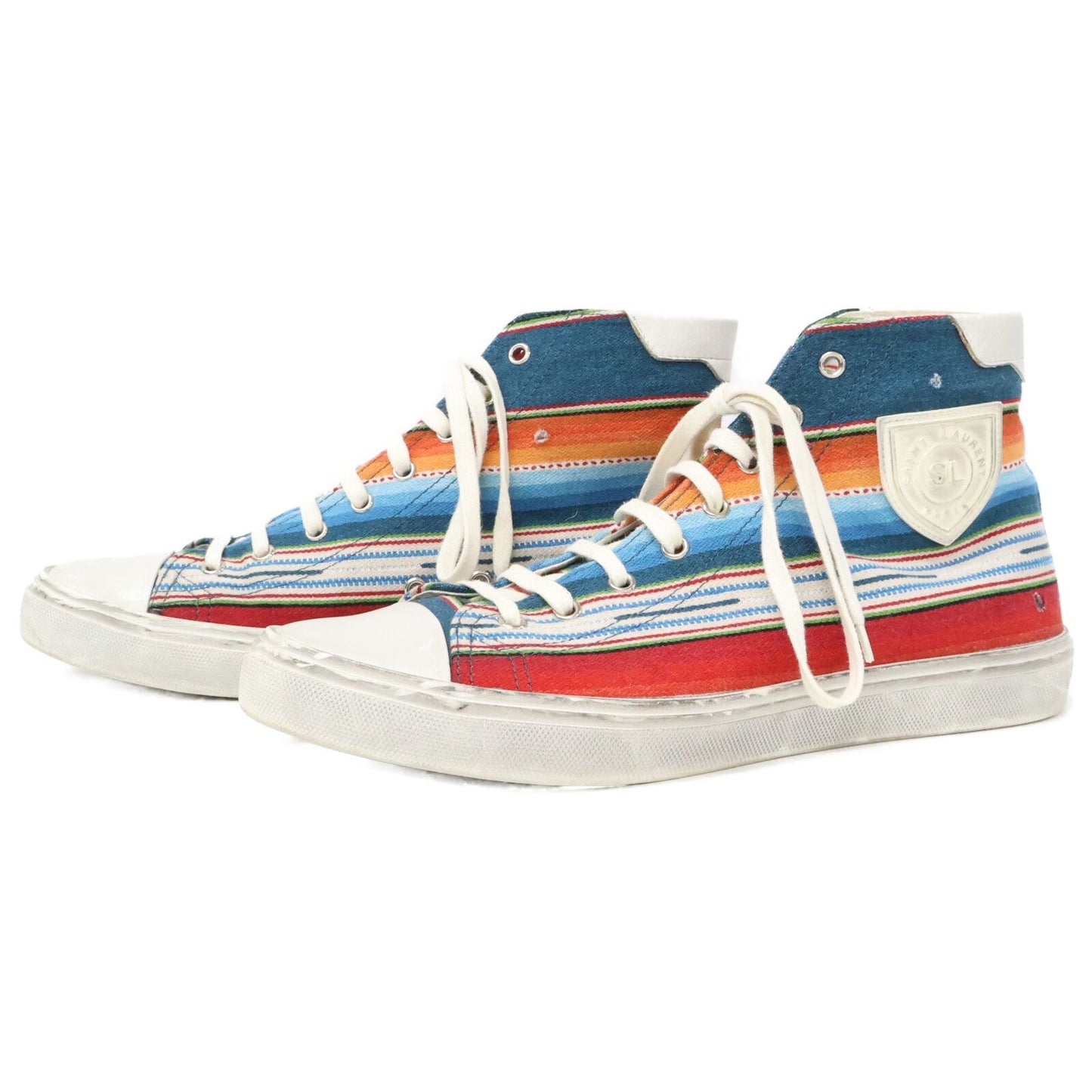 Saint Laurent Paris Native Pattern Bedford High Cut Sneakers