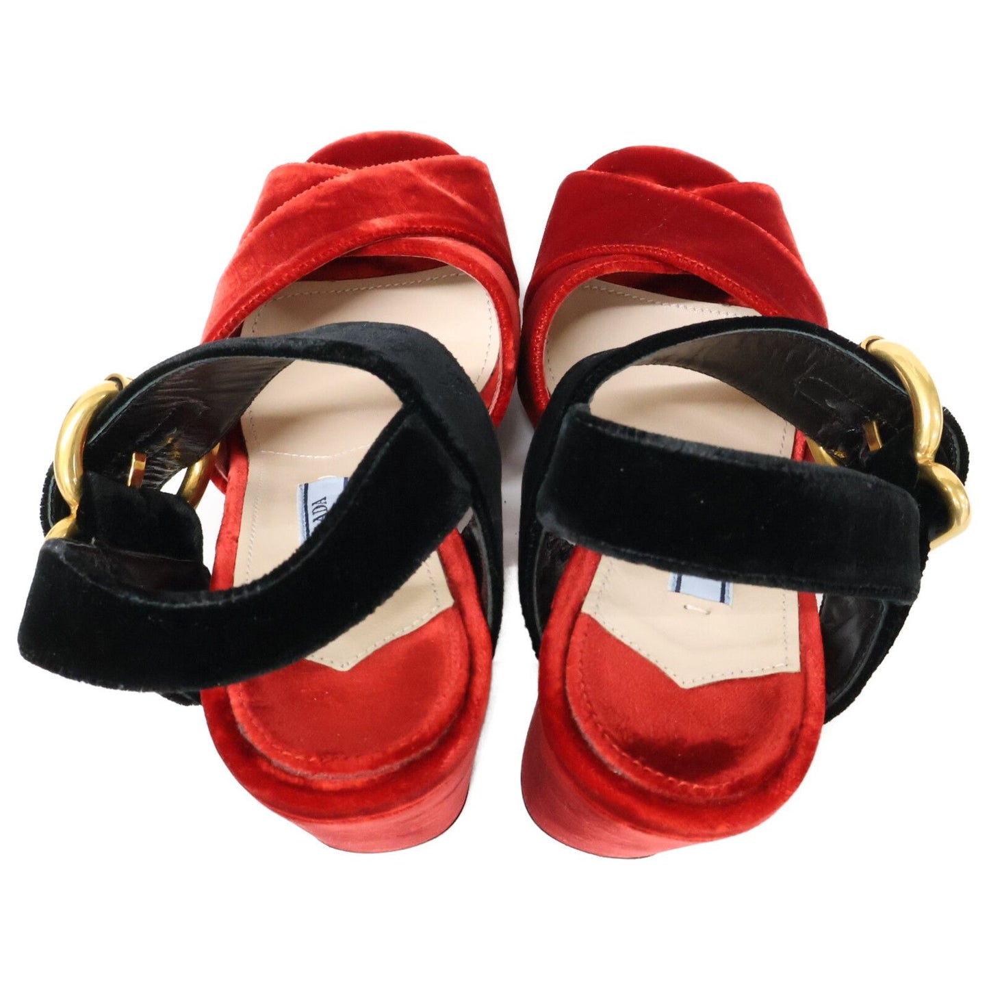 Prada Velvet Ankle Strap Chunky Sandals — view 5