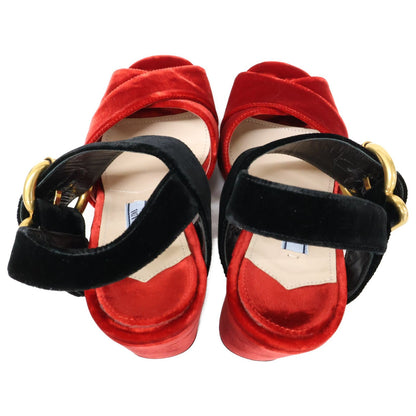 Prada Velvet Ankle Strap Chunky Sandals — view 5