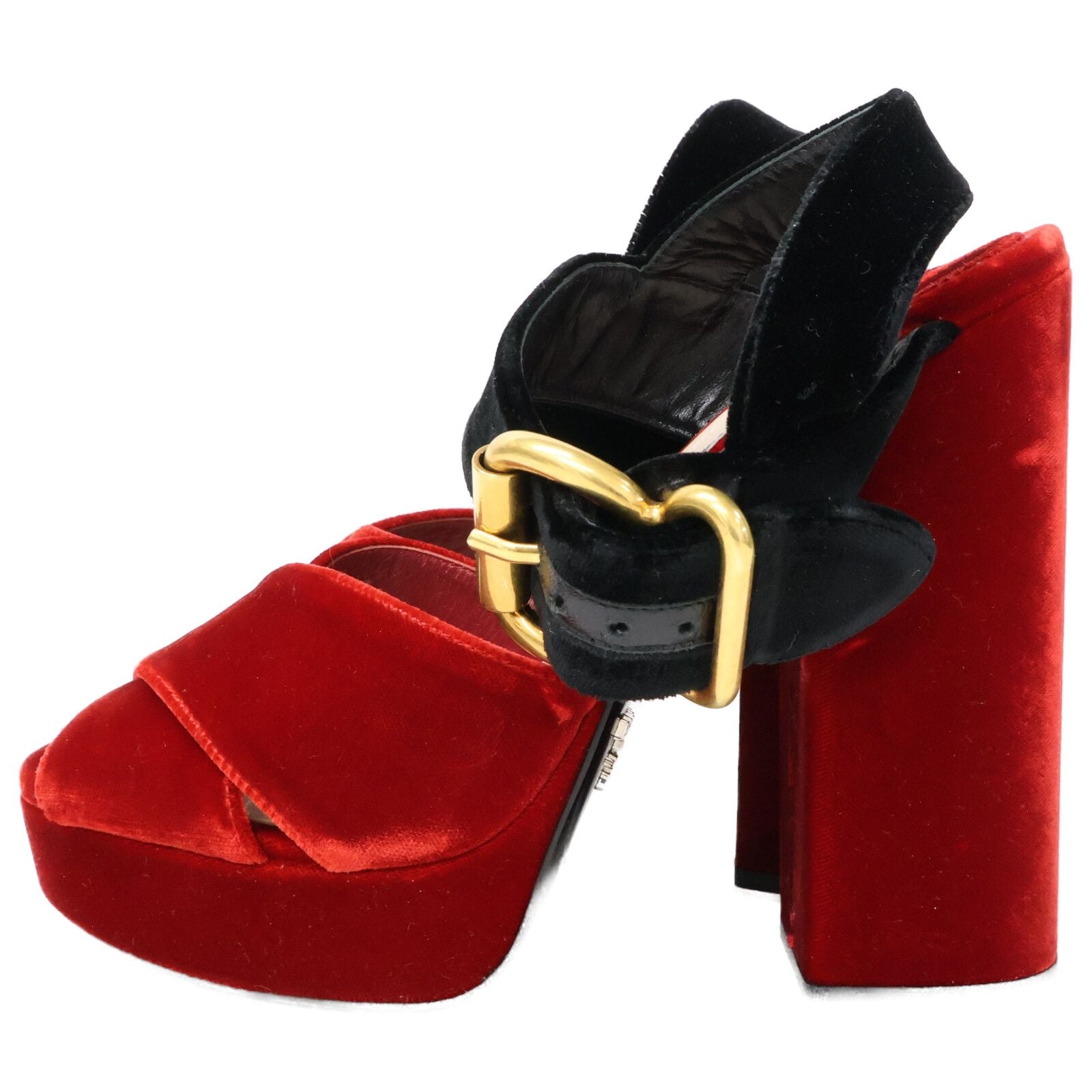 Prada Velvet Ankle Strap Chunky Sandals — view 2