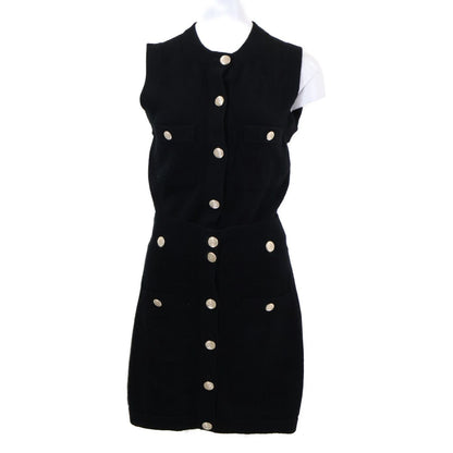 Chanel CC Logo Button Cashmere Sleeveless 34 Shirt