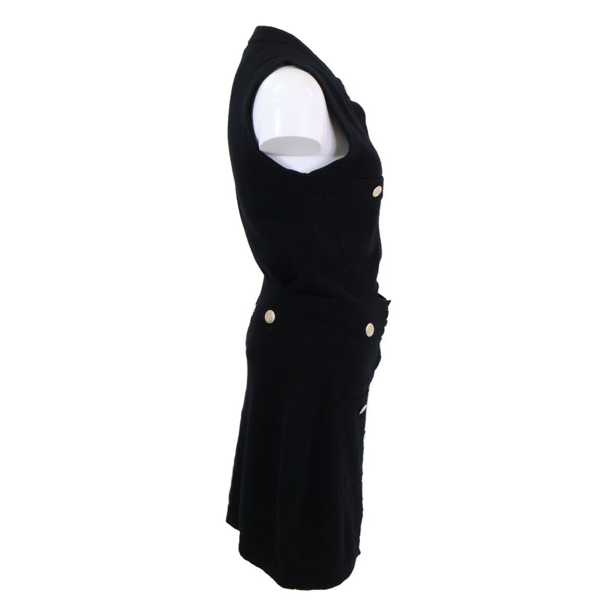 Chanel CC Logo Button Cashmere Sleeveless 34 Shirt — view 4