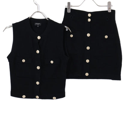 Chanel CC Logo Button Cashmere Sleeveless 34 Shirt — view 5