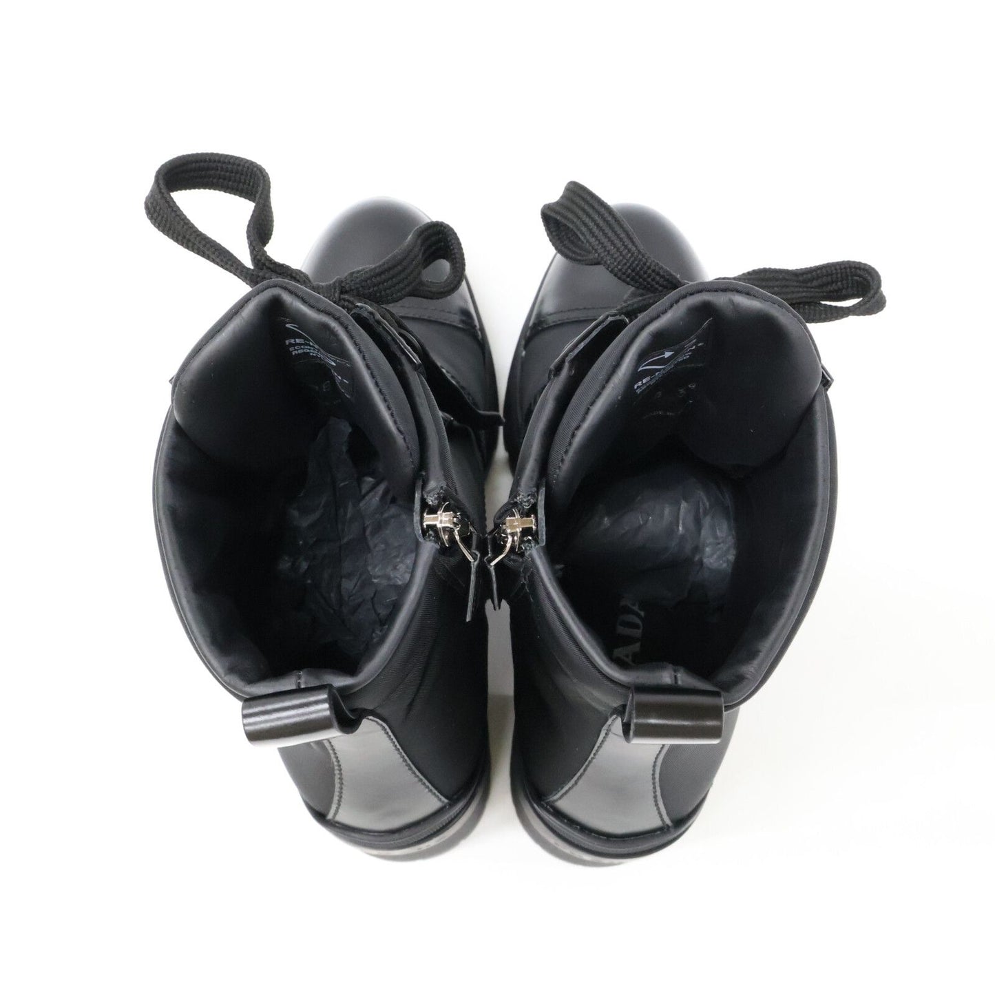 Prada Re-Nylon Triangle Logo Short Boots — view 5